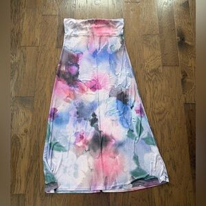 Strapless Watercolor Maxi Dress
